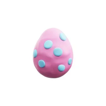Plasticine Easter pink egg painted by polka dot pattern, vector 3D render Happy Illustrazione stock