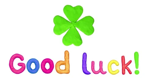 Plasticine Good luck and Clover four leaf. Alpha matte. 4K Stock Footage 72879296