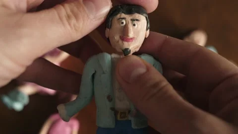 Plasticine man figurine puppet made from clay Stock Footage 143702329