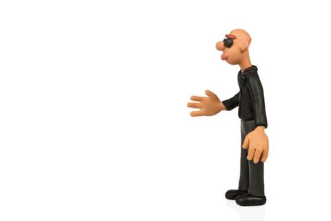 Plasticine man ready to shake hands Stock Photos