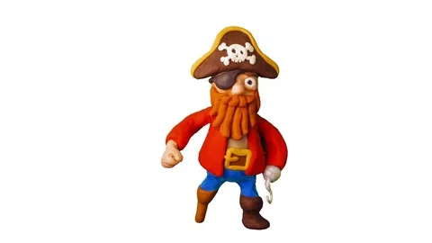 Plasticine Pirate dance. Clay animation. 4K Stock Footage 73207499