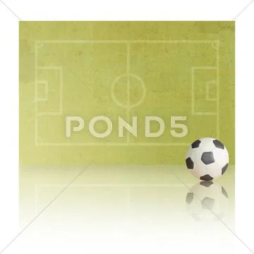 Plasticine soccer football on paper field, white background Stock Illustration