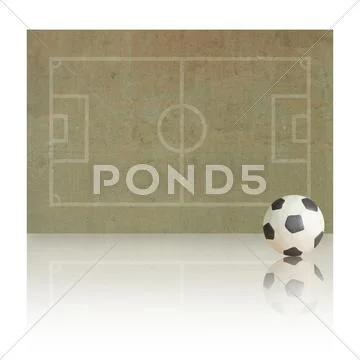 Plasticine soccer football on paper field, white background Stock Illustration