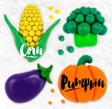 Plasticine vegetables pumpkin Stock Illustration