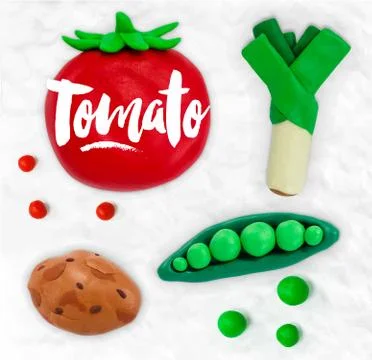 Plasticine vegetables tomato Stock Illustration