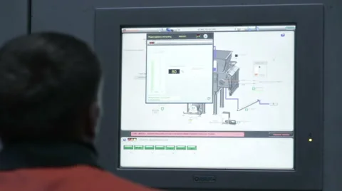 Plastics processing. software. Operator works on a computer. Stock Footage 64748463