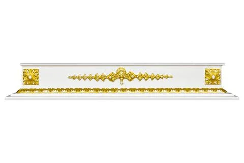 Platband is isolated on a white background. Pattern is golden curlicues. Stock Photos