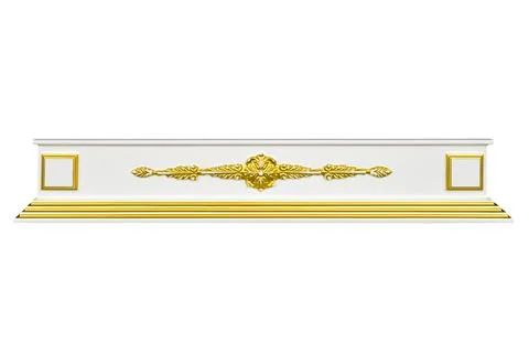 Platband is isolated on a white background. Pattern is golden curlicues. Stock Photos