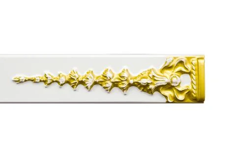 Platband is isolated on a white background. Pattern is golden curlicues. Stock Photos
