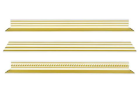 Platbands is isolated on a white background. Pattern is gold stripes. Stock Photos