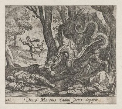 Plate 22: Cadmus's Men Killed by the Serpent (Draco Martius Cadmi socios de.. Stock Photos