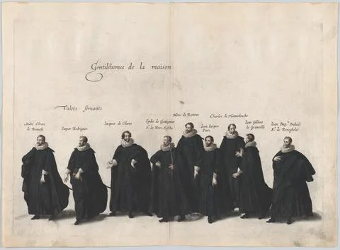 Plate 23: Gentlemen of the house marching in the funeral procession of Arch.. Stock Photos