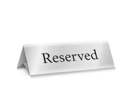Plate 3d reserved template. Wide triangular sign that place is occupied Ilustración de archivo