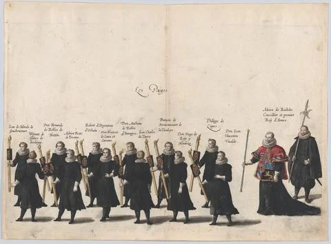 Plate 54: The pages marching in the funeral procession of Archduke Albert o.. Stock Photos