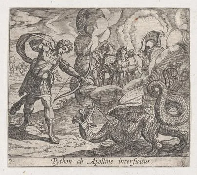 Plate 9: Apollo Killing Python (Python ab Apolline interficitur), from Ovid.. 写真素材