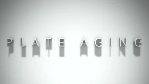 Plate Aging 3D title animation with shadows on a white background Stock Footage 296711391