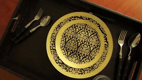 Plate and cutlery Stock-Footage 77045684