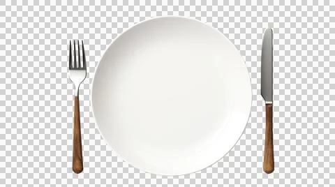 Plate and fork as element in isolated background Stock Photos