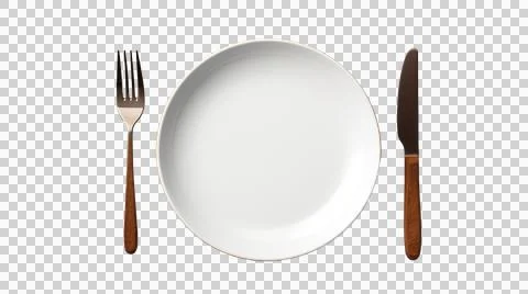 Plate and fork as element in isolated background Stock Photos