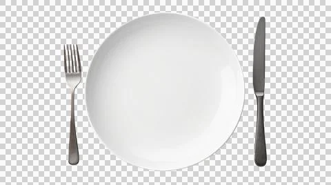 Plate and fork as element in isolated background Stock Photos