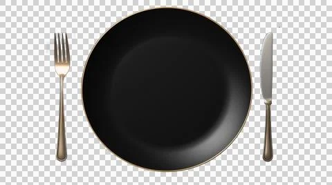 Plate and fork as element in isolated background Stock Photos