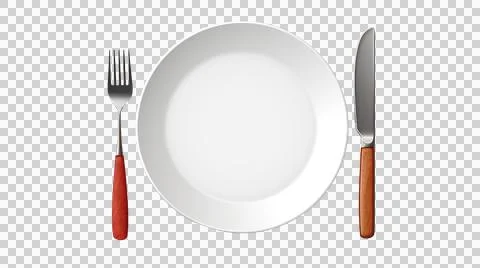Plate and fork as element in isolated background Stock Photos