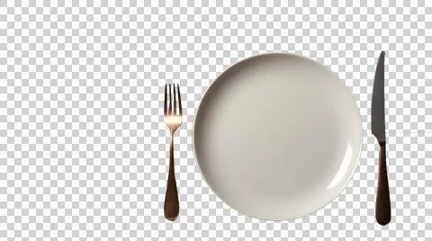 Plate and fork as element in isolated background Stock Photos