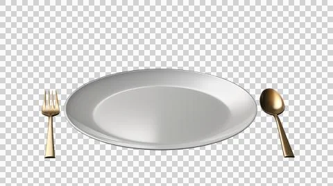 Plate and fork as element in isolated background Stock Photos