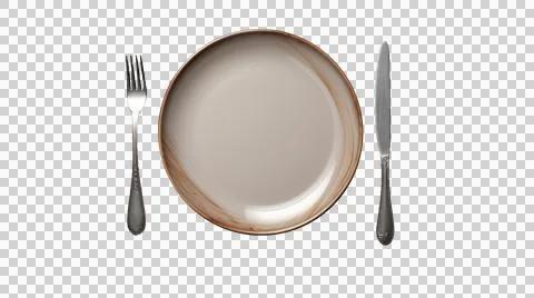 Plate and fork as element in isolated background Stock Photos