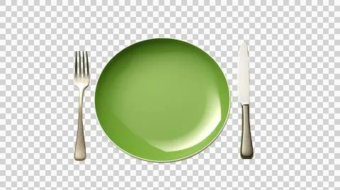Plate and fork as element in isolated background Stock Photos