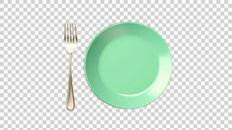 Plate and fork as element in isolated background Stock Photos