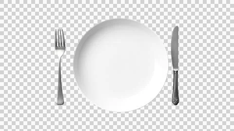 Plate and fork as element in isolated background Stock Photos