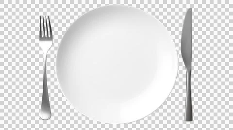 Plate and fork as element in isolated background Stock Photos