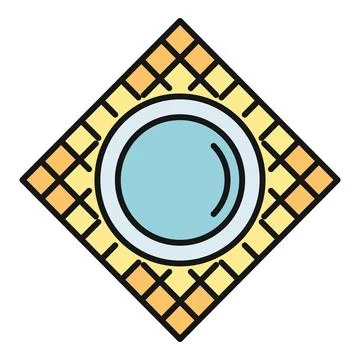 Plate and napkin on table setting top view Stock Illustration