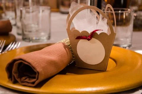 A plate and a tablecloth Stock Photos