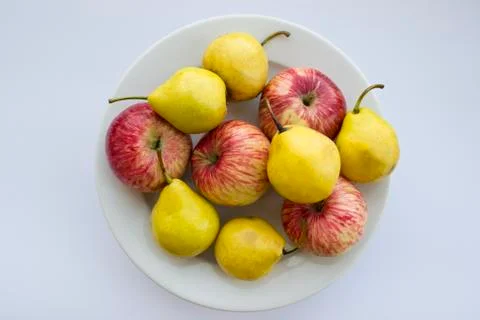 Plate of apples and pears Stock Photos