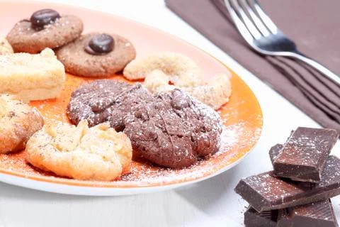 Plate of assorted biscuits Stock Photos