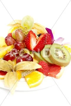 Plate of assorted fruit Stock Photos