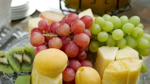Plate of assorted fruits Stock Footage
