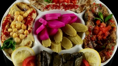 Plate of assorted Middle East appetizer, loop Stock Footage 61706965