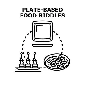 Plate based food riddles concept vector illustration Stock Illustration