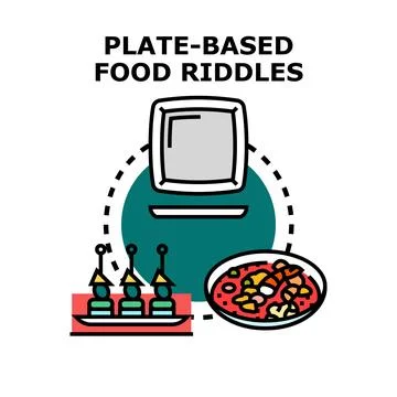 Plate based food riddles concept vector illustration Stock Illustration