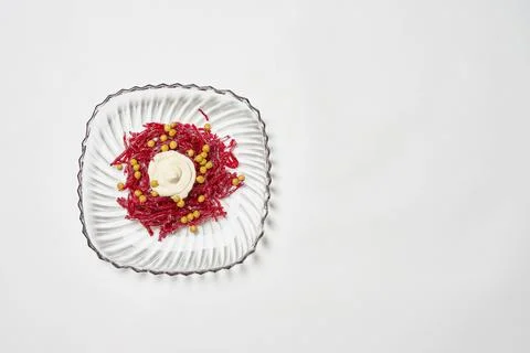 A plate of Beet Kimchi Stock Photos