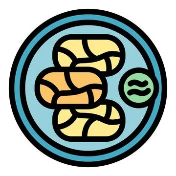 Plate being served with three shrimp and wasabi icon Stock Illustration
