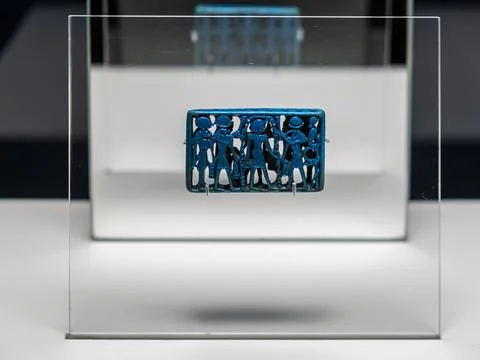 Plate, blue faience, third intermediate period, Tuna el-Gebel, Egypt, collect Stock Photos