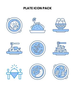 Plate Blue Graphics Icons Pack Stock Illustration