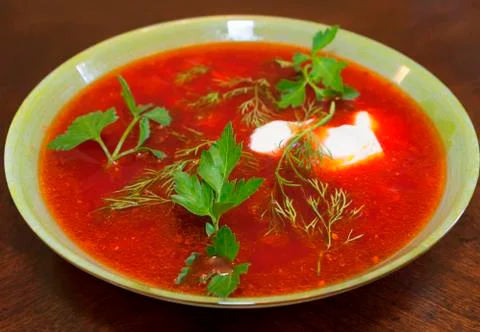 Plate of borscht Stock Photos