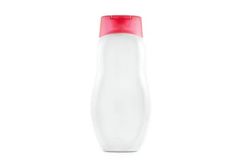 Plate bottle for liquid soap packaging isolated white background. Stock Photos