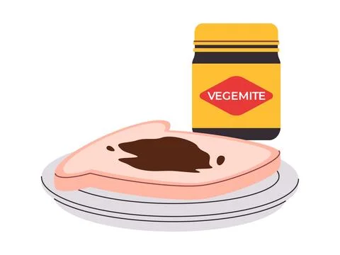 Plate bread spread vegemite jam healthy nutrition breakfast delicious food with Stock Illustration
