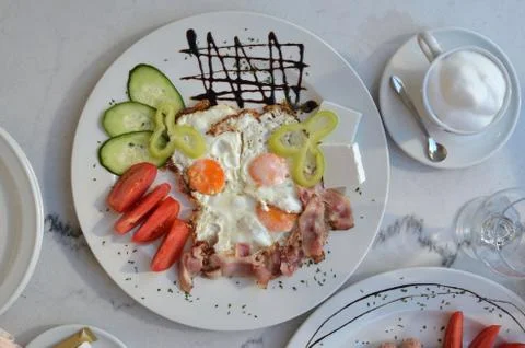 Plate with Breakfast Stock Photos